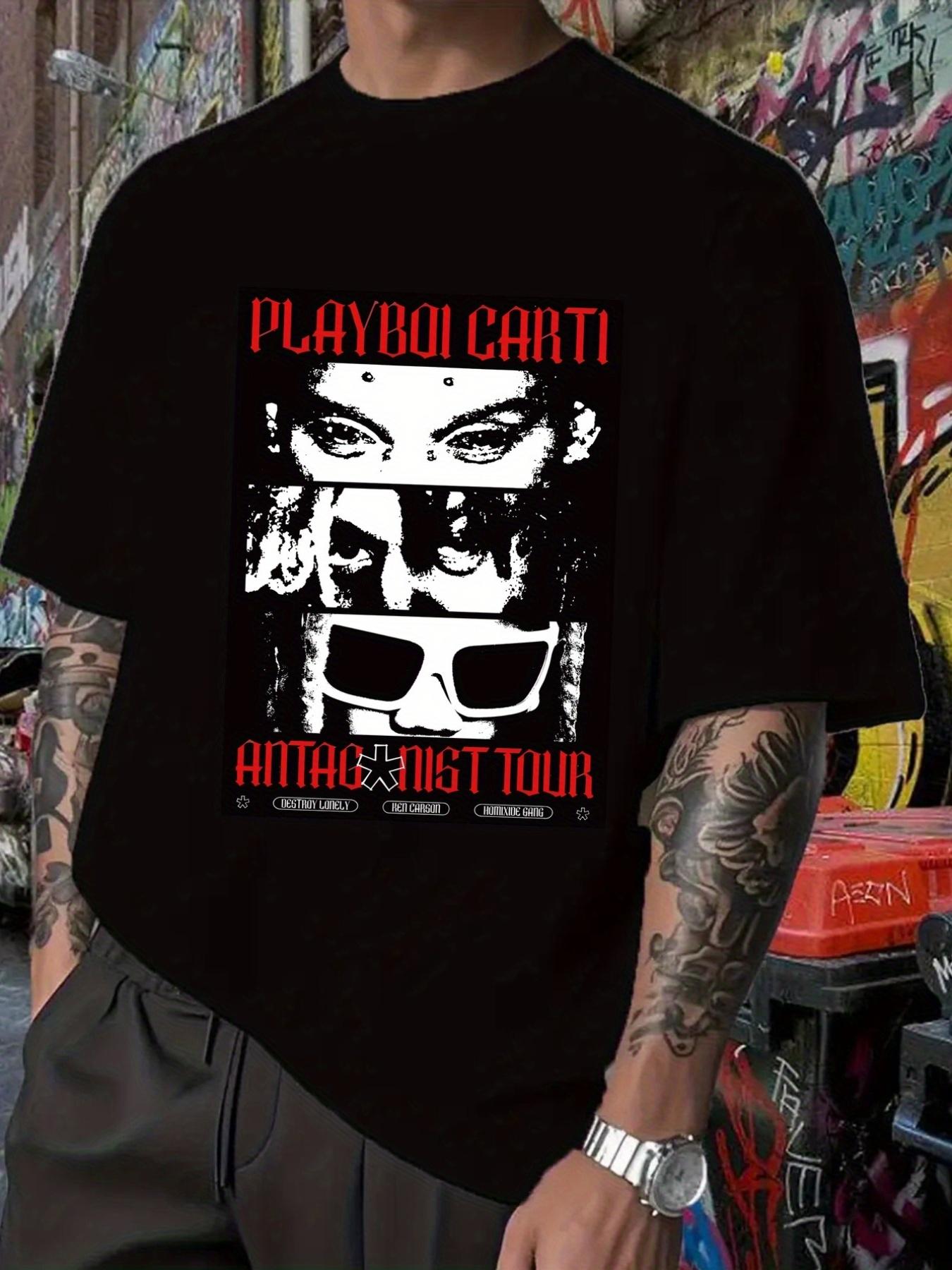 

PLAYBOI CARTI Anti-Anarchist Tour T-shirt - Black Hip-Hop Graphic Tee with Red Print XXXL