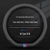 Genuine Leather D-Shaped Steering Wheel Cover - Ultra-thin, Breathable, Anti-slip, Sweat-absorbing, All-season, Universal Fit.