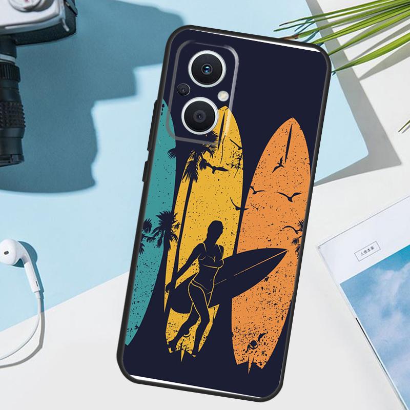 Surfing Art Surf Girl Case For OPPO Reno 13 13F 12 11 F 8T 7 8 10 Pro OPPO Find X8 X6 X3 Pro X5 Lite Cover Funda