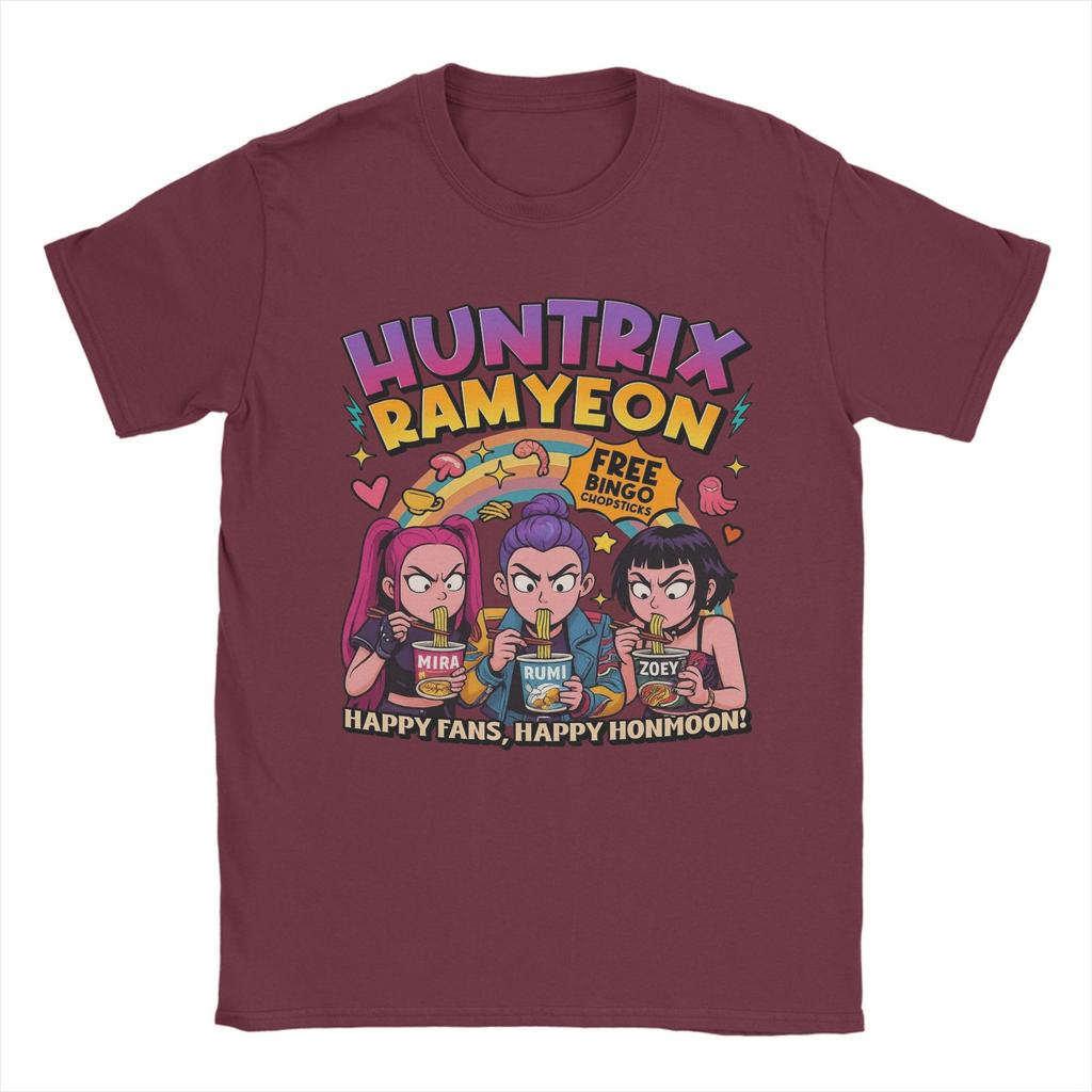 Herren T-Shirt Huntrix Ramyeon KPop Dämonenjäger Film Neuheit Baumwoll-T-Shirt Kurzarm T-Shirt Rundhals Kleidung Sommer