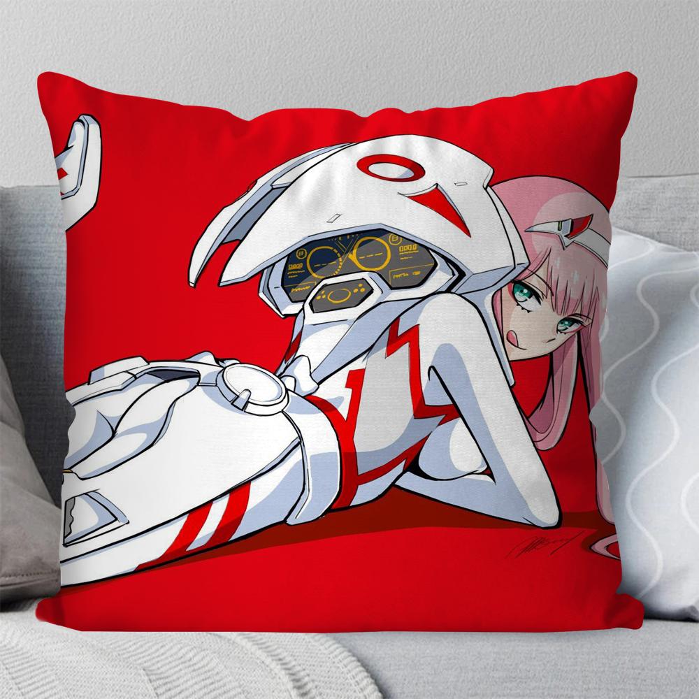 Zero Two Animation DARLING In The FRANXX Kissenbezug Quadratisches Kissen Schlafzimmer Sofa Freizeit Komfort Auto Wohnzimmer Heimdekoration 40X40