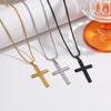 High-End Stainless Steel Twist Chain Necklace with Cross Pendant for Men and Women