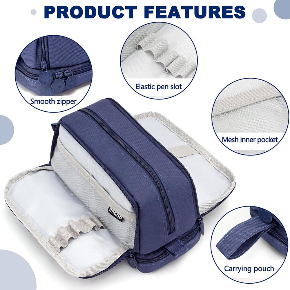 Large capacity stationery case, durable oxford cloth pencil case, portable organizer for school, office and university supplies