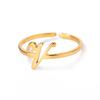 Stainless Steel Initial Letter Pendant Rings For Women Gold Color Trend A-Z Letter Finger Ring Aesthetic Wedding Jewelry Bijoux