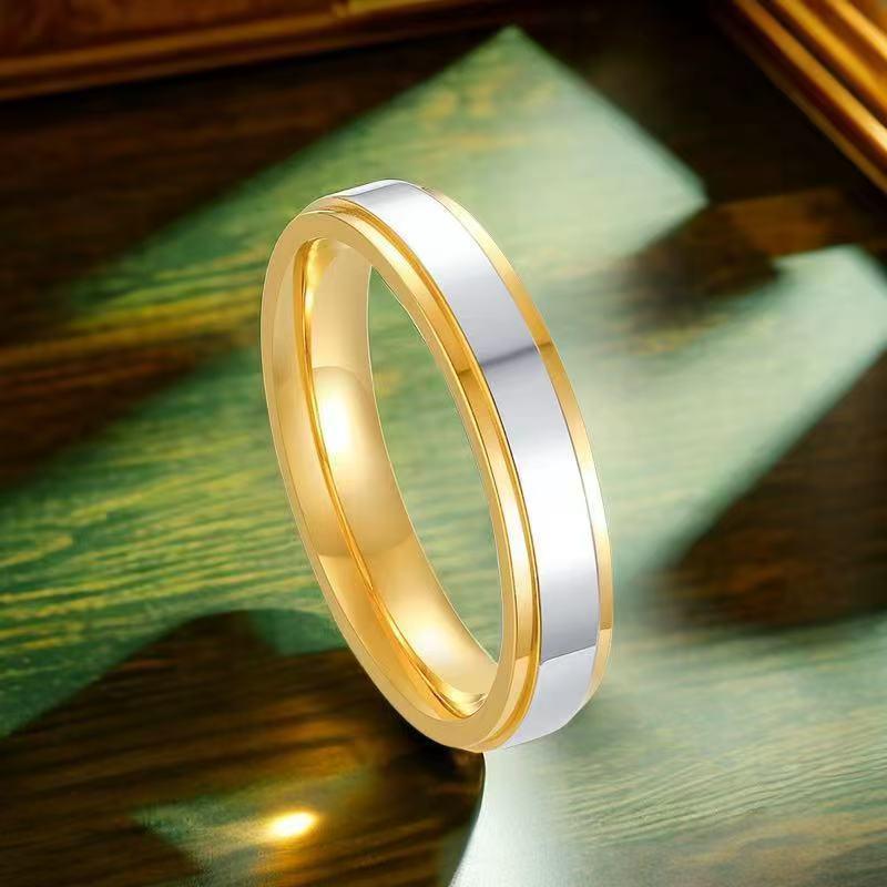 High-End Stainless Steel Titanium Couple Rings - No Fade, Plain Design