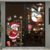 Christmas Window Static Stickers Santa Snowman Climbing Ladder Decals Double Door Showcase Home Party