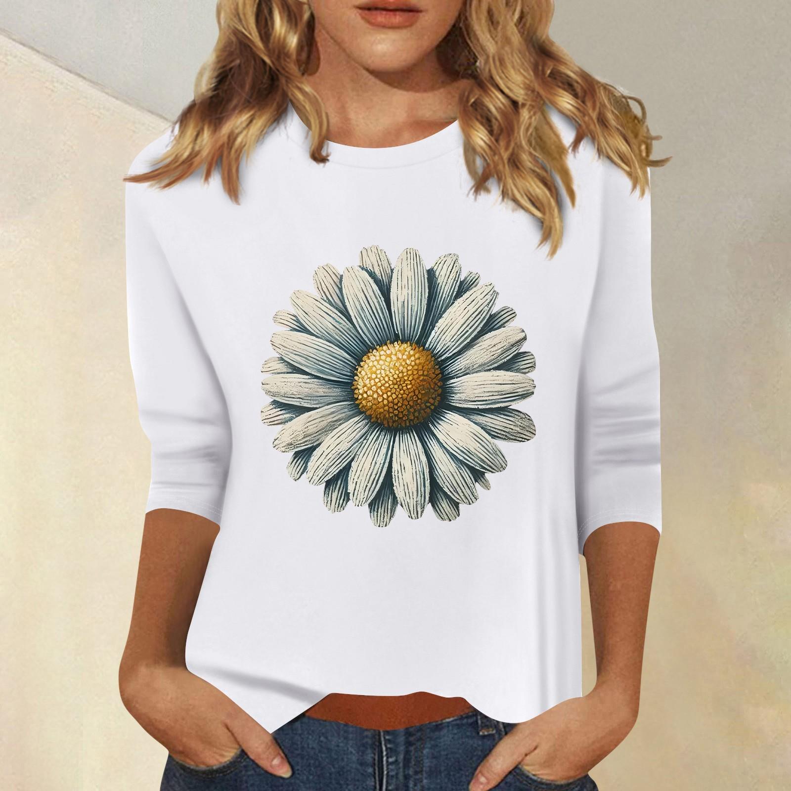 

Жіночий модний повсякденний топ із сімома рукавами та круглим вирізом M білий