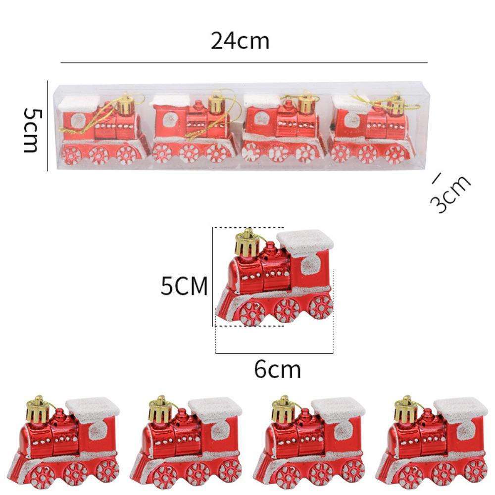 4PCS/Box Small Car Train Christmas Gifts Boxes Pendant DIY Crafts Painted Christmas Decorations