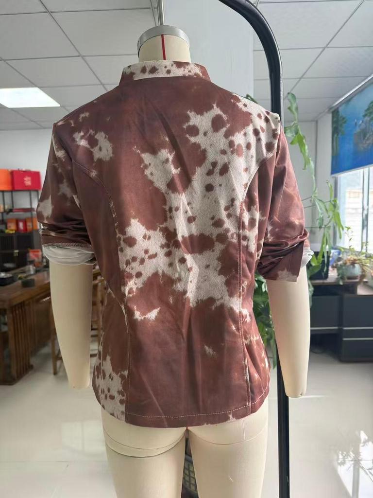 2025 Women's European-American Printed Lapel Single-Breasted Jacket Suit