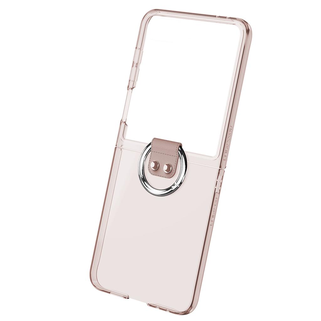 Suitable for Samsung Z Flip7 Mobile Phone Case Transparent Folding Screen Ring Type Small Fresh Pc Electroplating Protective Case