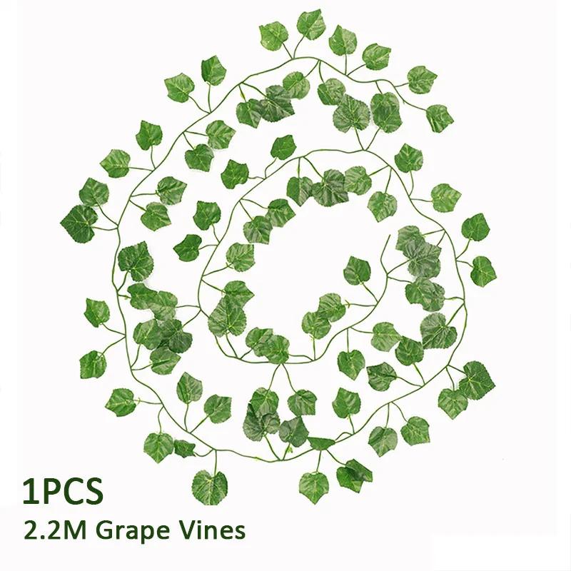 Artificial Ivy Leaf Plants Vine Hanging Garland Fake Foliage Flowers Home Bedroom Garden Office Wedding Wall Decor Green Creeper