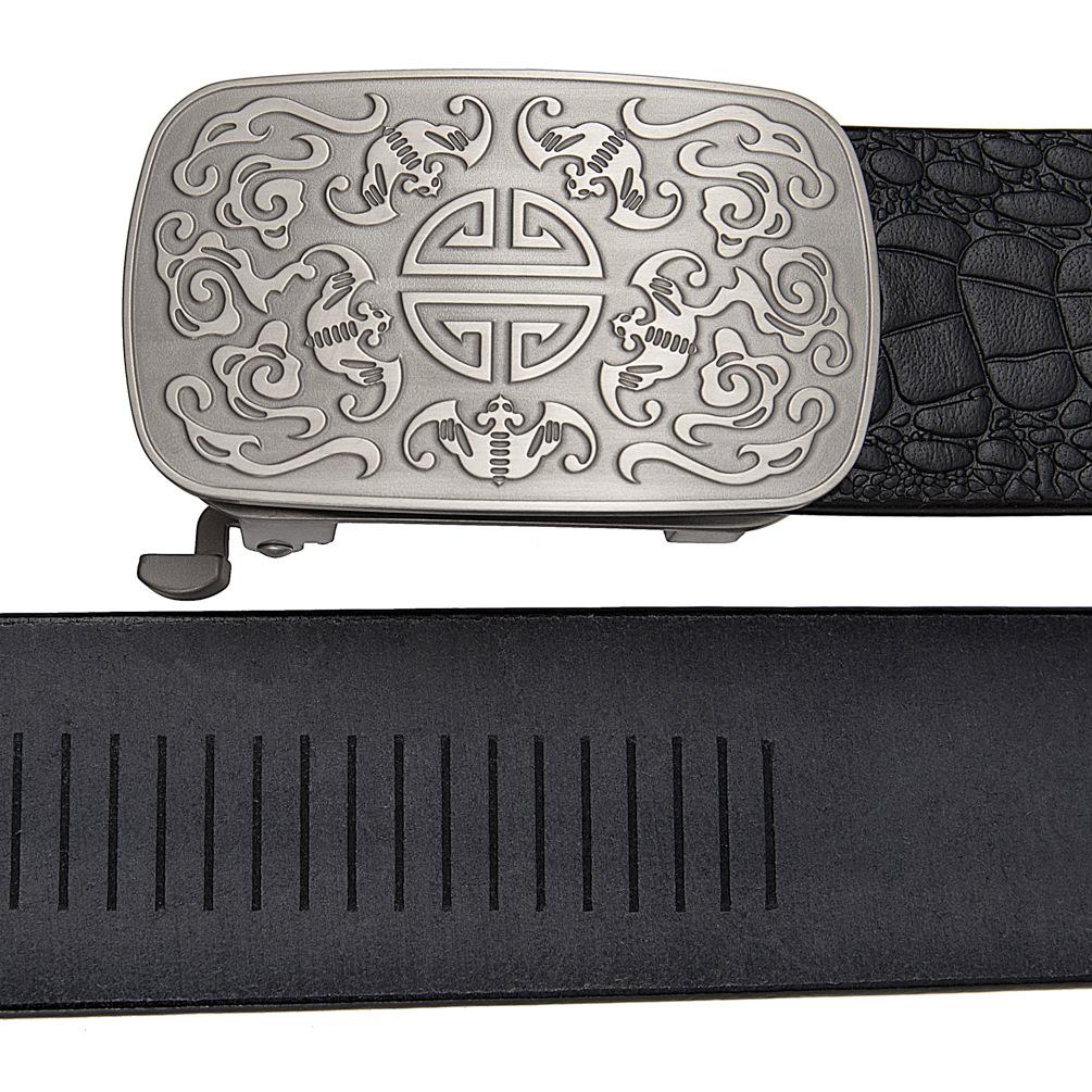 Business Toothless Alligator Pattern First Layer Cowhide Belt, Men'S Titanium Buckle Toothless Belt Buckle Head Ly39-25746-8