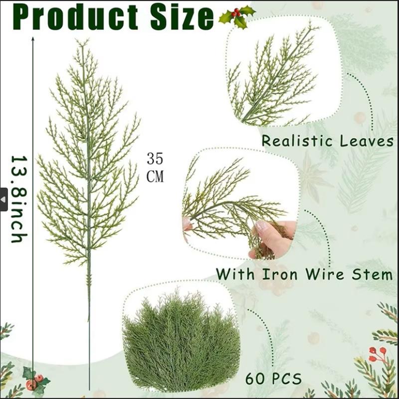 5/10Pcs Christmas Decoration Artificial Pine Branches Greenery Stems for Christmas Tree Wreath Garland DIY Gift Crafts Ornaments