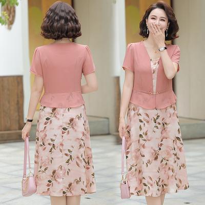 Fashionable High-end Fake Two-piece Casual Slim Slimming Casual Printed Patchwork Chiffon Dresses