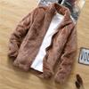 Men's Double Sided Velvet Jacket Winter Thick Warm Oversized Fleece Fluffy Jacket Stand Collar Cardigan Jacket Winter Coat Outerwear