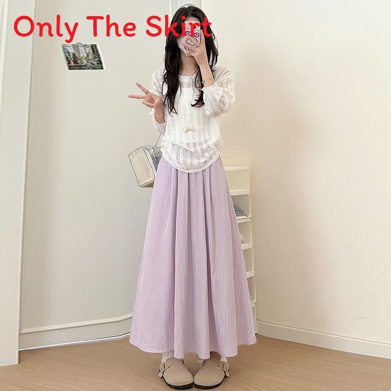 Summer High Waist A Line Skirt With Pleated Design For Casual Wear