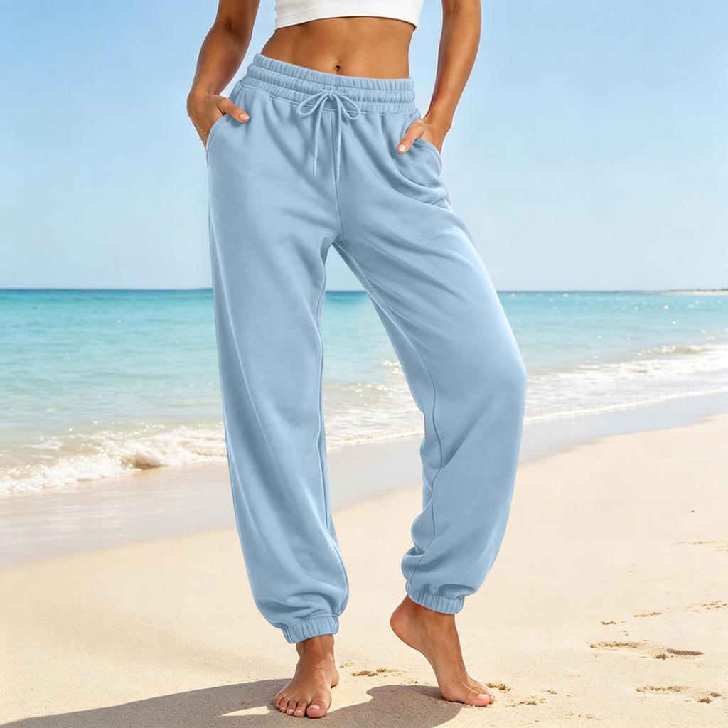 Pantalones Jogger Casuales para Mujer con Bolsillos, Color Pantalones Sueltos con Puños