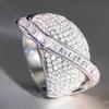 Huitan Sparkling Women Ring Luxury Accessories Inlaid Shining CZ Trendy Party Engagement Holiday Wedding Unique Design Jewelry