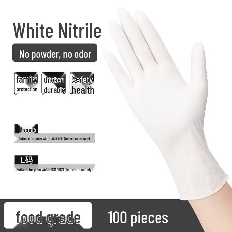 Thickened Food Grade Disposable Nitrile Gloves - Acid & Alkali Resistant, Protective for Household Use, Ideal for Dishwashing