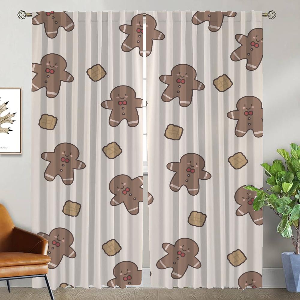 

Набор из 2 элегантных комнатных штор Камера Рождество Хэллоуин Декор Перегородка Занавески для гостиной Кухня Полиэстер Идеально для зоны W100*H130(CM)-Hooks&2PCS