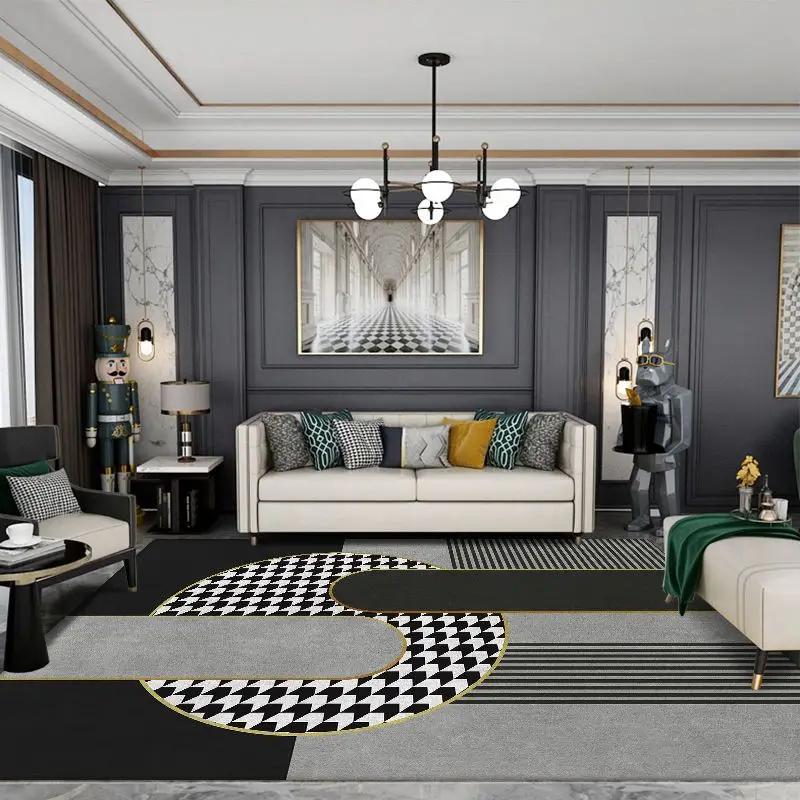 Light Luxury Geometric Carpet Home Lounge Large Area Rug Living Room Decoration Carpets Soft Bedroom Rugs Thick Entrance Doormat