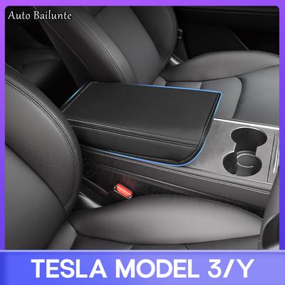 For Tesla Model 3 Model Y 2023-2017 Car Armrest Box Cover Black Central Control Armrest Decoration Interior Car
