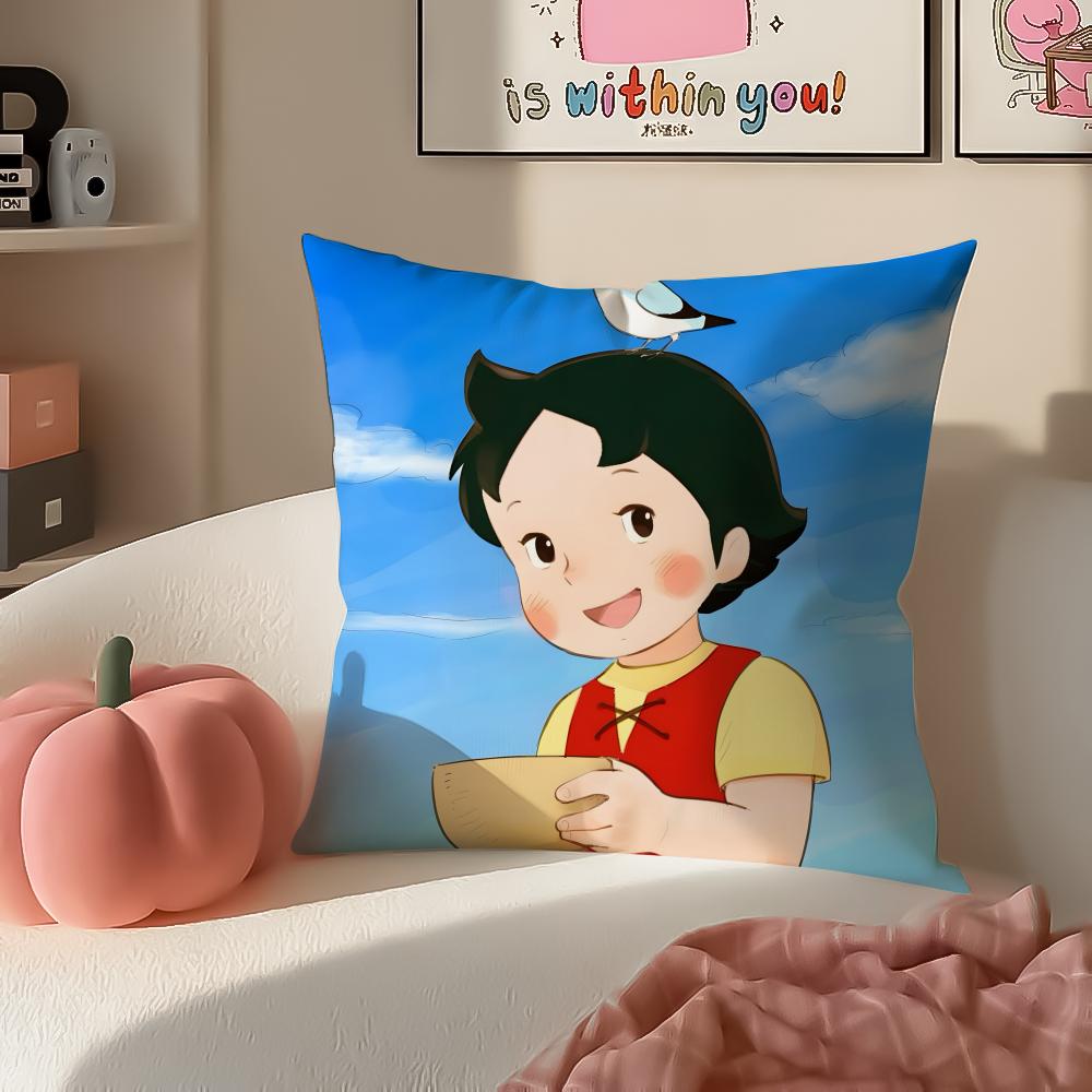 Cartoon HHeidi Girl of the Alps Cushion Cover Pillowcase Short Plush Invisible zipper Room Sofa Cushion Cover