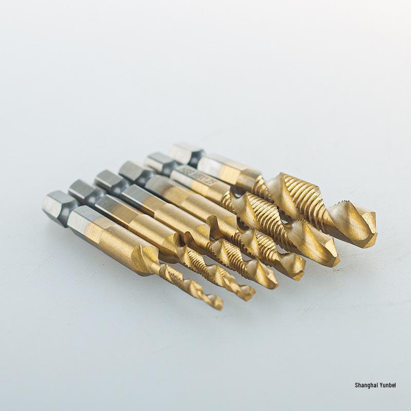 Yunbei Titanium-Plated High-Speed Steel Hex Shank Spiral Tap Drill