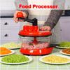 1pc Multi-Functional Manual Food Processor, Hand-powered Crank Chopper, Gralic Crusher, Mincer Blender with Clear Container for Vegetables Meat Fruits