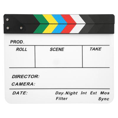 30x25CM Film Clapperboard Acrylic Clapstick Photography Props Director Board Tool(Colorful Striped
