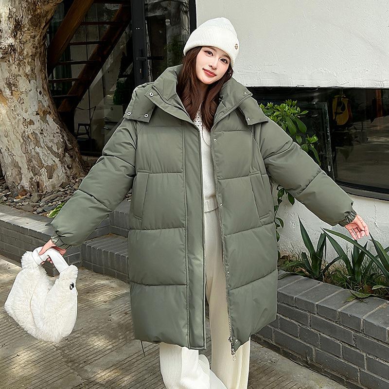 Women's Multi Color Hooded Long Puffer Jacket Casual Loose Fit Winter Coat