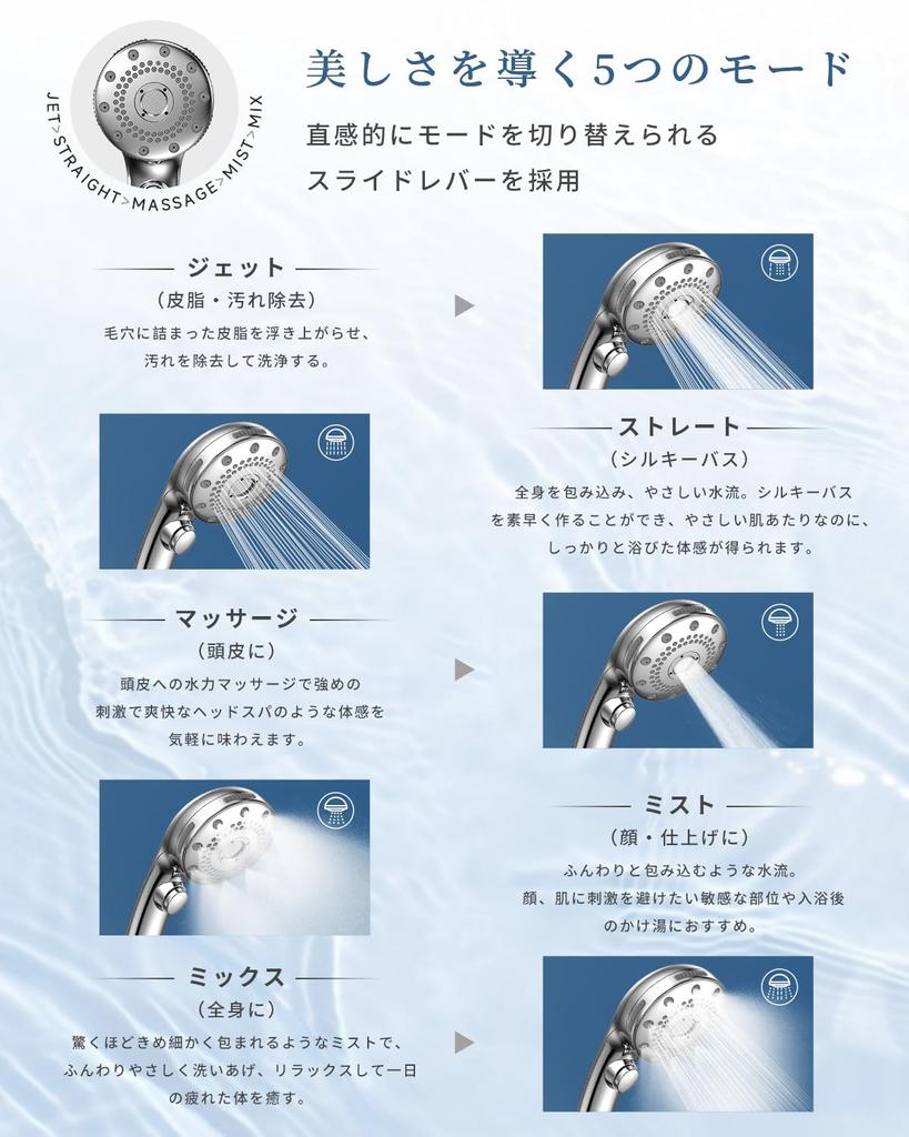 Shower Head RUNCTY Micro Nano Bubble Shower Water 5 Levels of Water Flow High Cleaning Water Stop Hand Water Leak Nano Bubble Shower Heat Beautiful