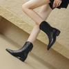 Krazing Pot Cow Split Skin Autumn Winter Shoes Wool Chunky Heels Size 43 Size 42 Pointed Toe Gradient Color Zip Fur Ankle Boots
