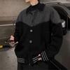 Men's Color-block Patchwork Knit Cardigan - Retro Autumn/Winter Lapel Sweater for Couples