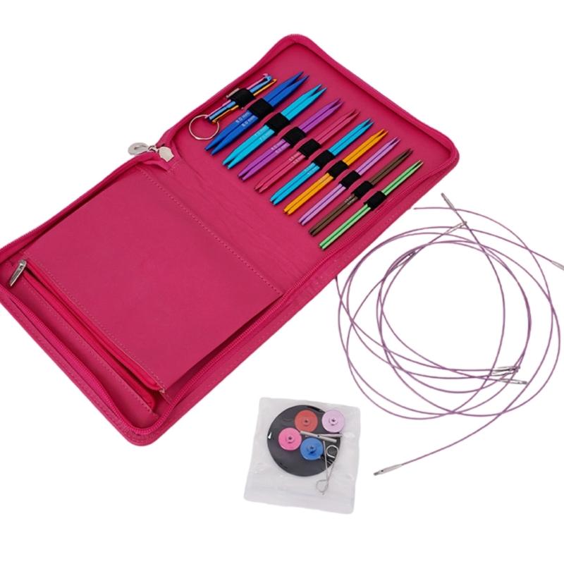 

Interchangeable Circular Needle Set with Case and Accessories 3mm-8mm Aluminum Circular Knitting Needle Knitting Tool 1