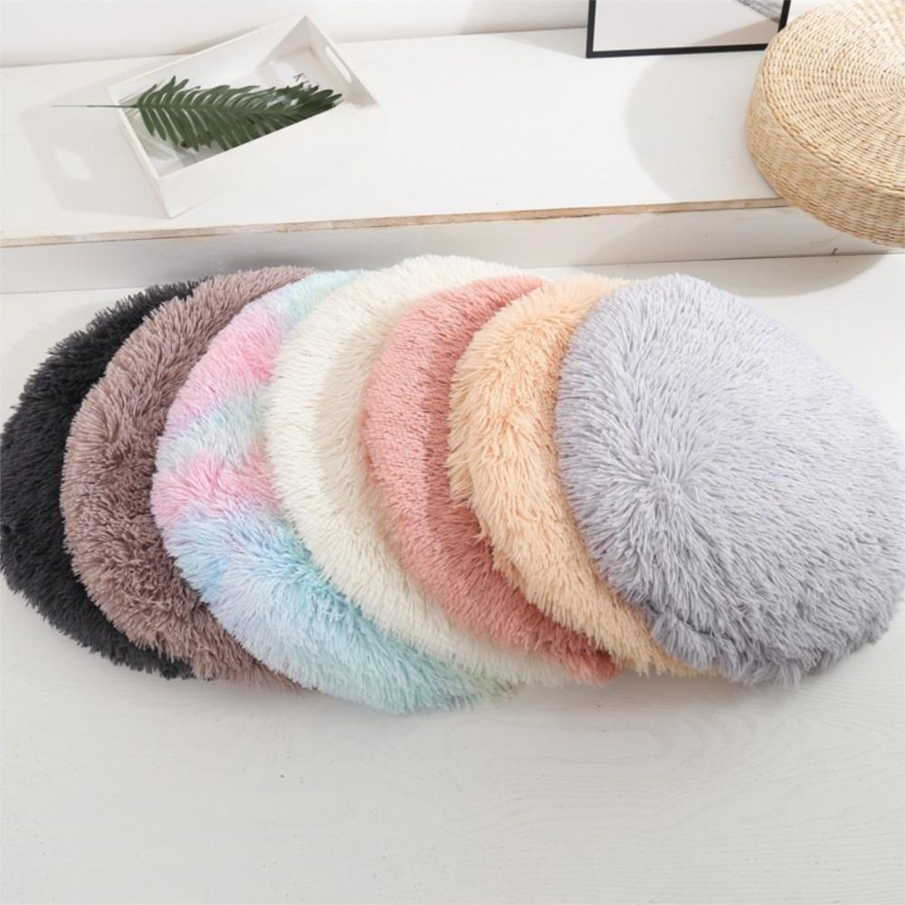 New Durable High Quality Portable Soft Fleece Cat Mat Solid Color Round Shape Pet Cushion Comfortable Cat Nest Kitten Puppy