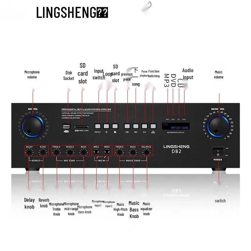 Lingsheng DB2 Bluetooth Wall-Mounted Speaker System CN plug (adapter included)