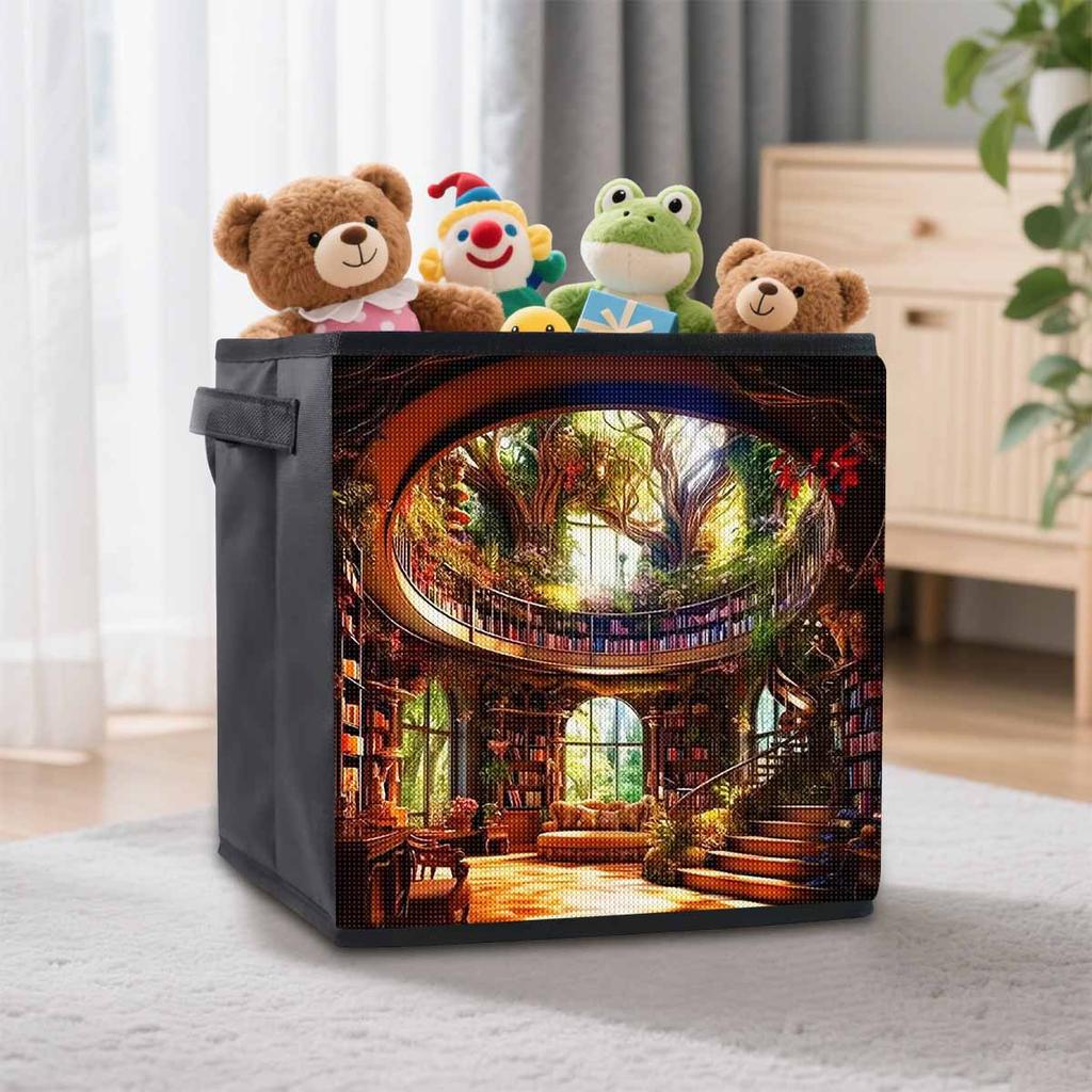 Book House Library 5D Diamond Painting Storage Basket Full Round Drill Mosaic Diamond Embroidery Cross Stitch Kits Home Decor Home Decor