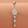 Rhinestone Flower Pendants Belly Button Ring Stainless Steel Body Piercing Jewelry  Girls