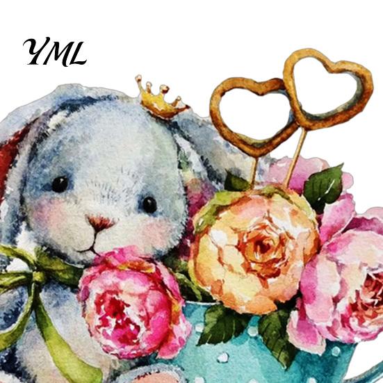 DIY Wall Scene Decorations Watercolor Rabbit & Flowers Light Switch Sticker, Cute Bunny Peel And Stick Decal, Decorative Stickers for Cabinets