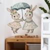 Coniglietti Disegnati a Cartone Animato con Ombrelli Camera da Letto Soggiorno Ingresso Abbellimento e Decorazione Casa Adesivi Murali