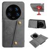 Vintage Leather Card Holder Phone Case for Xiaomi 14 Ultra Card Pockets Dual Snap Buttons Flip Wallet Shell