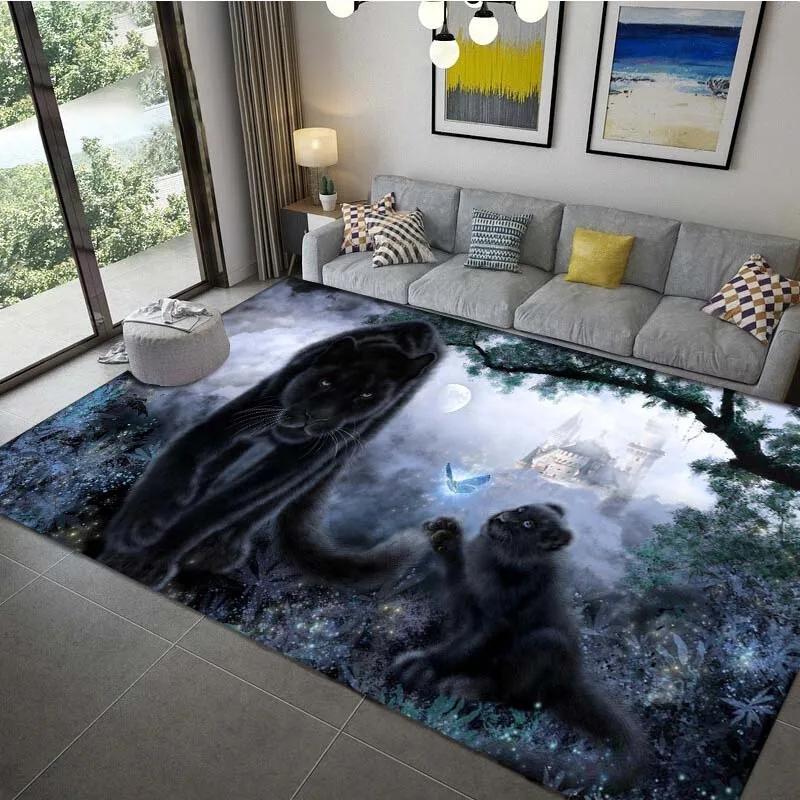 

Panther Carpet Black Leopard Rug Large Area Rug for Living Room Bedroom Home Decoration Animal Lion Tiger Tribal Rug 40x60cm