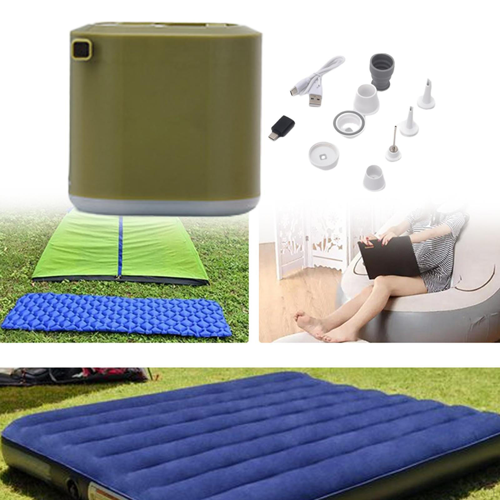 

Air Pump Flashlight Portable Inflator Deflator Vacuum Bag for Camping Pool Toys зелений