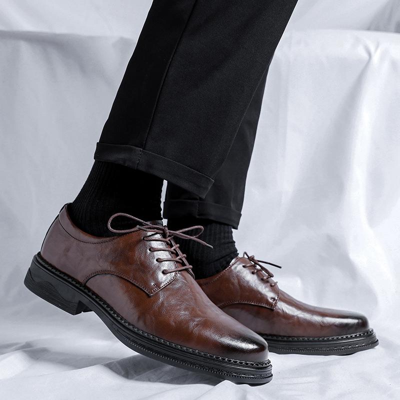 Fashion 2024 New Business Men's Casual Leather Shoes Breathable Soft Sole Anti-slip Wearable Driving Shoes for Men Lace-up Male Sneakers