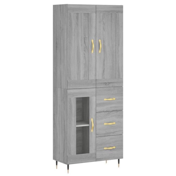 VidaXL Highboard Sonoma Grey 69.5x34x180 Cm Engineered Wood 3199927