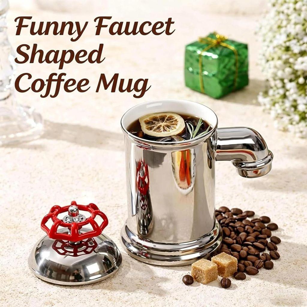 Ceramic Faucetshaped 11oz Coffee Mug With Geometric Design For Home Decor And Giftgiving