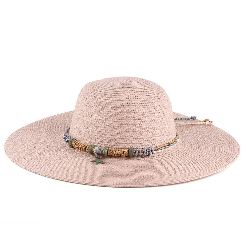 Summer Ladies Outdoor Travel Visor Beach Large Brim Sun Hat Dome Straw Hat
