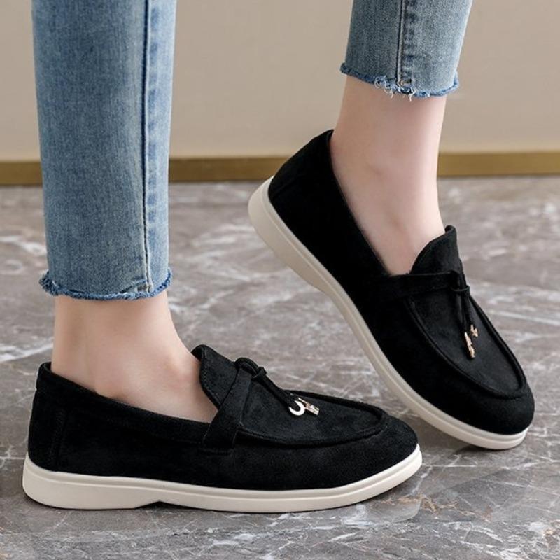 Soft Bottom Slip-On Flounce Casual Flat Women's Shoes Easy Wear Low Cut Rubber Sole Korean Style Spring Summer Loafers