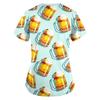 Women's Uniform - Oktoberfest Print Loose V-Neck Short Sleeve with Pockets